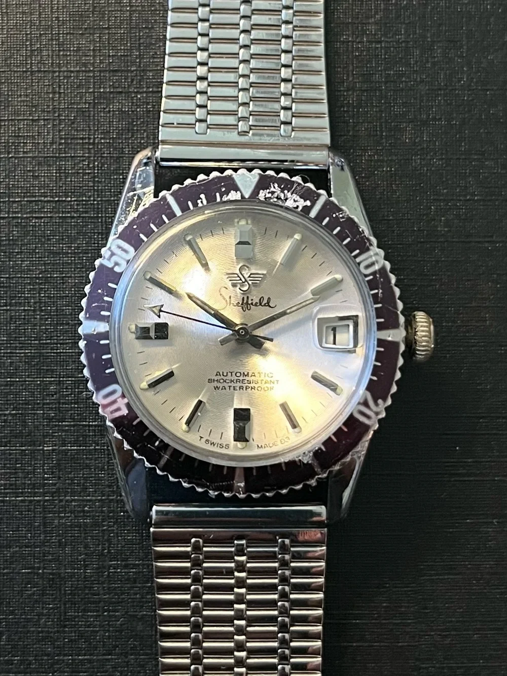 Sheffield vintage 1960s -70s Automatic Silver Dial Dive Watch
